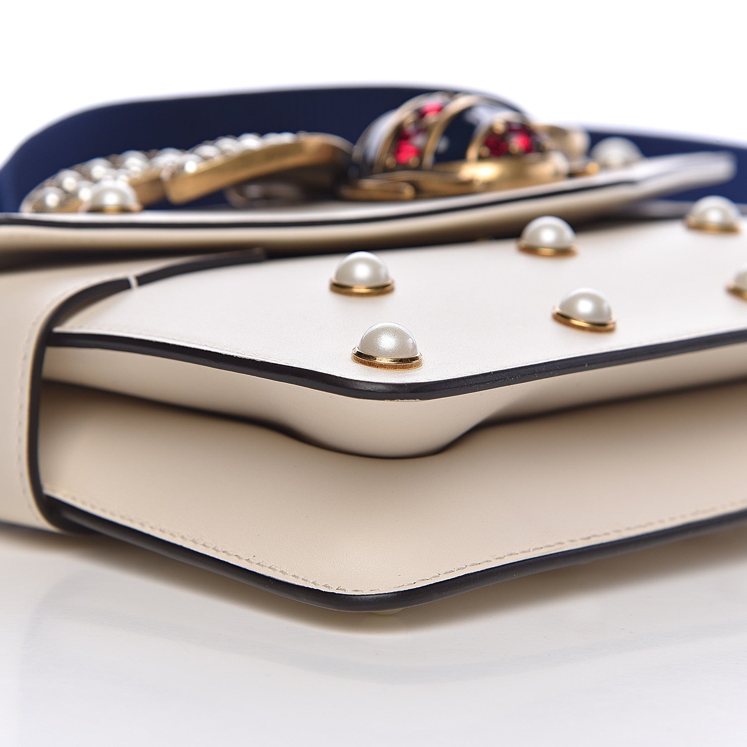 Gucci Nappa Pearl Studded Mini Queen Margaret Broadway Shoulder Bag Mystic White 8 of 10