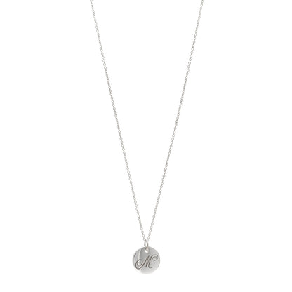 Tiffany Sterling Silver Letter M Disc Pendant Necklace 1 of 5