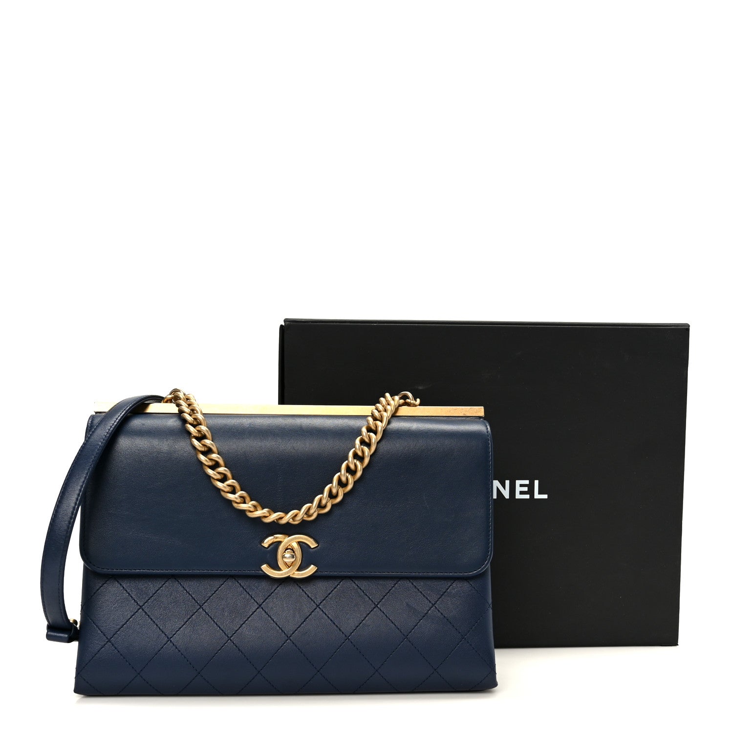 Chanel Lambskin Stitched Coco Luxe Medium Flap Blue 13 of 13