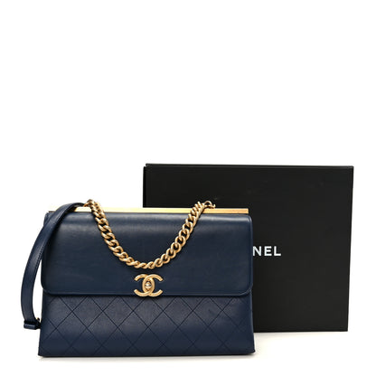 Chanel Lambskin Stitched Coco Luxe Medium Flap Blue 13 of 13