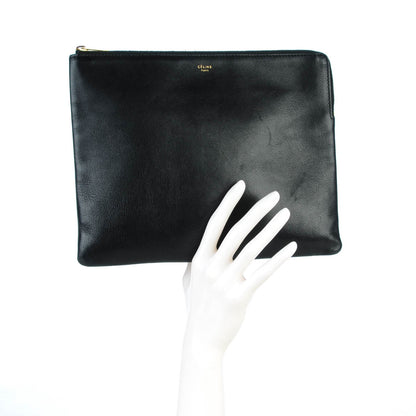 Celine Lambskin Zip Pouch Clutch Black 2 of 7