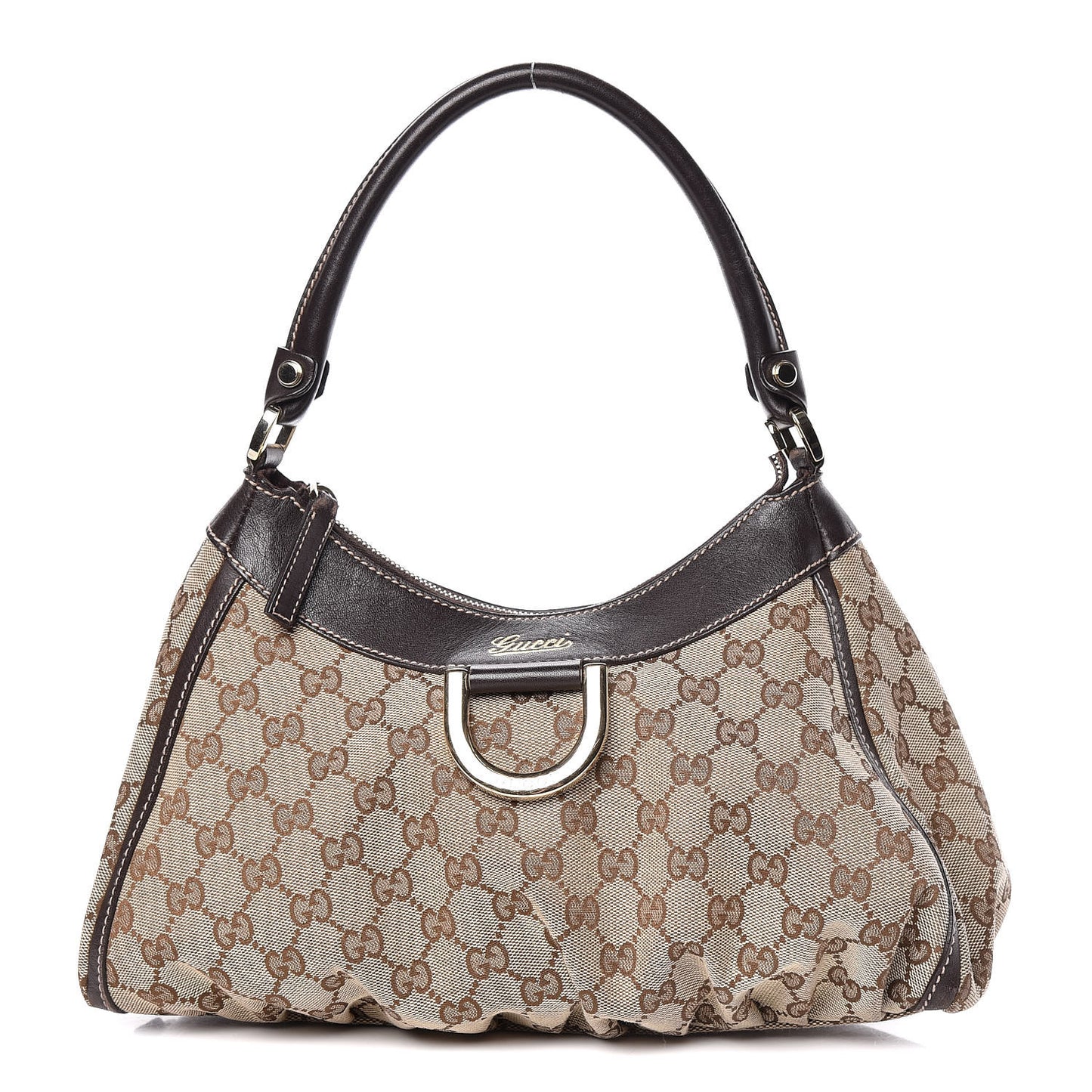 Monogram Medium D Gold Hobo Dark Brown
