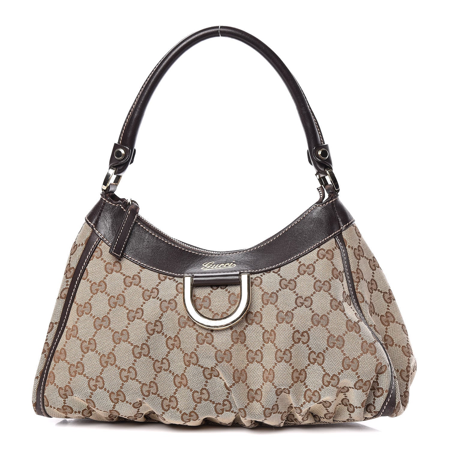 Gucci Monogram Medium D Gold Hobo Dark Brown 1 of 12