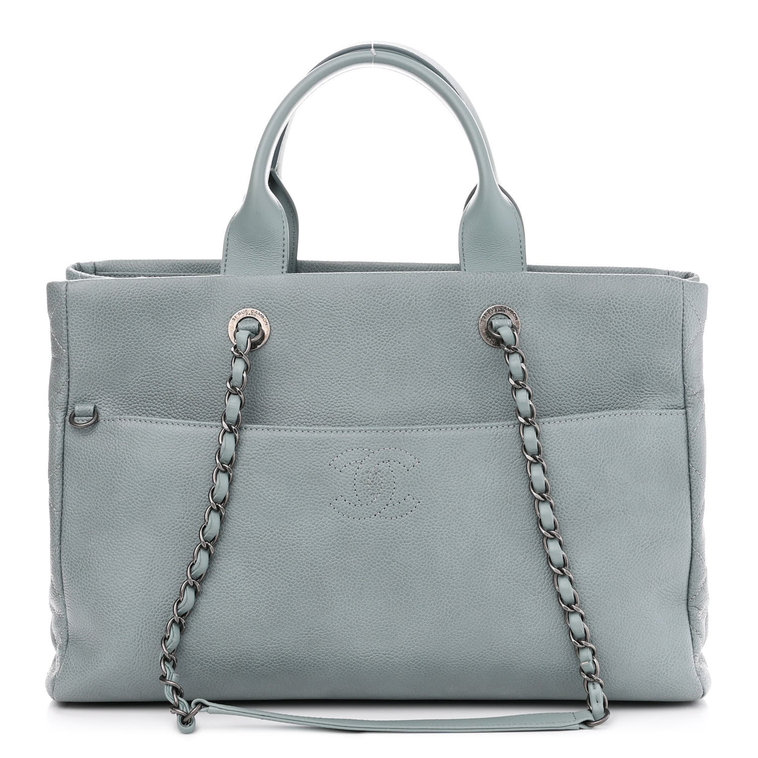 Chanel Caviar Lambskin Quilted Large Coco Break Shopping Bag Grey 4 of 15