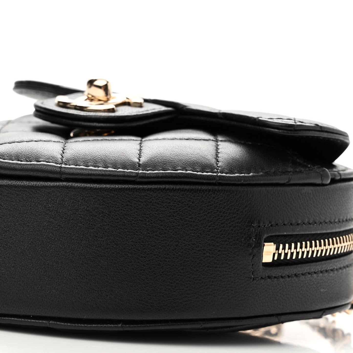 Lambskin Quilted CC In Love Heart Clutch With Chain Black