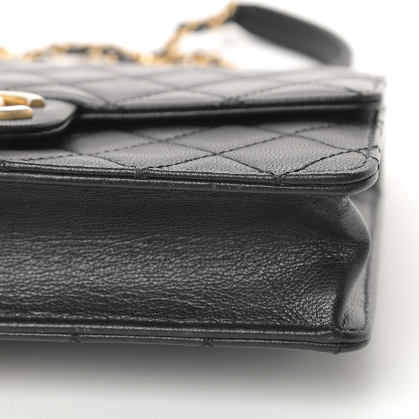 Lambskin Quilted Small Chic Pearls Flap Black