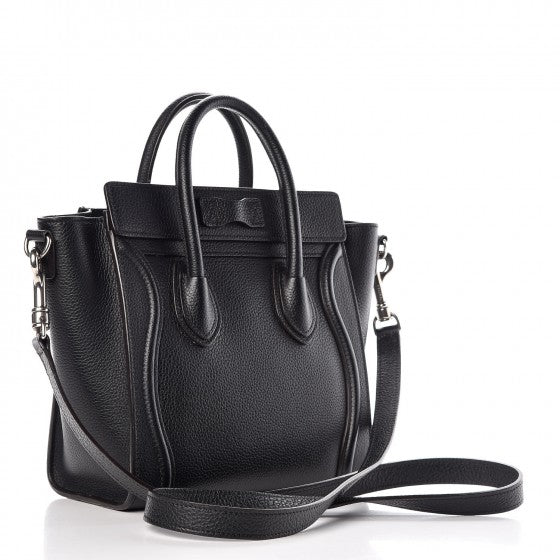 Celine Drummed Calfskin Nano Luggage Black 3 of 10