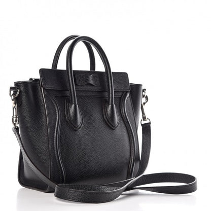 Celine Drummed Calfskin Nano Luggage Black 3 of 10
