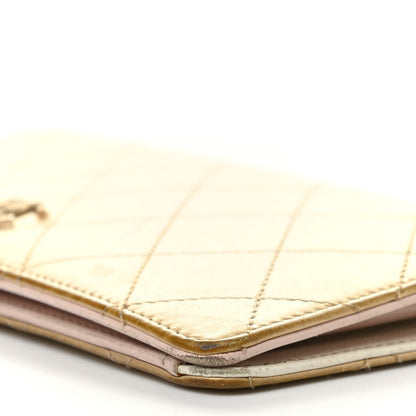 Chanel Metallic Calfskin Diamond Stitched Yen Wallet Gold 10 of 15