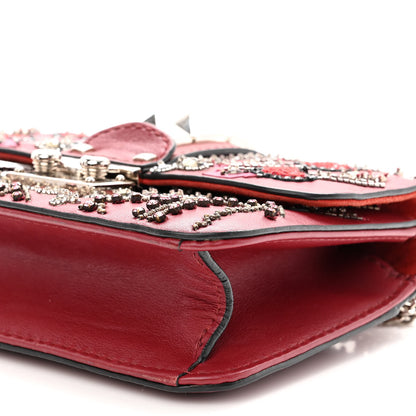 Valentino Garavani Vitello Crystal Loveblade Embellished Mini Glam Lock Rockstud Flap Rubino 8 of 14