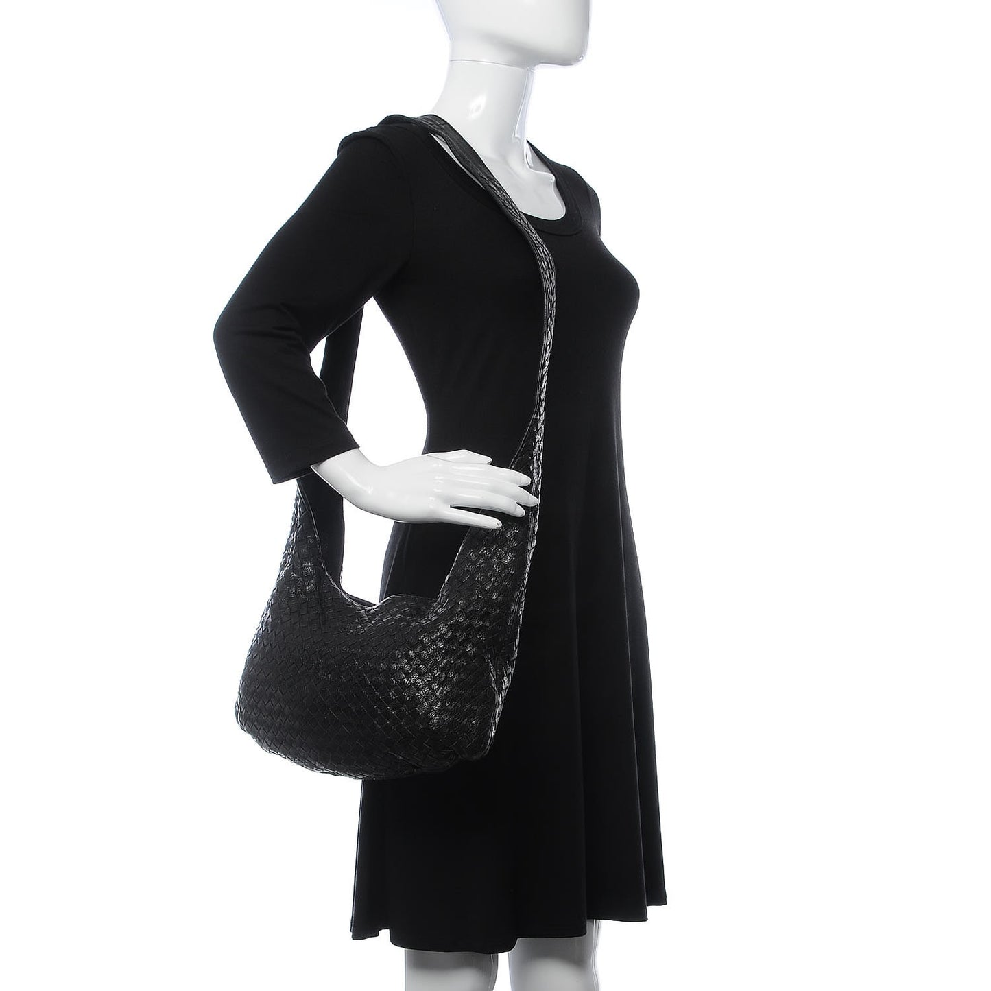 Nappa Intrecciato Shoulder Bag Black