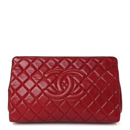 Chanel Caviar Quilted CC Clutch Red 1 of 11
