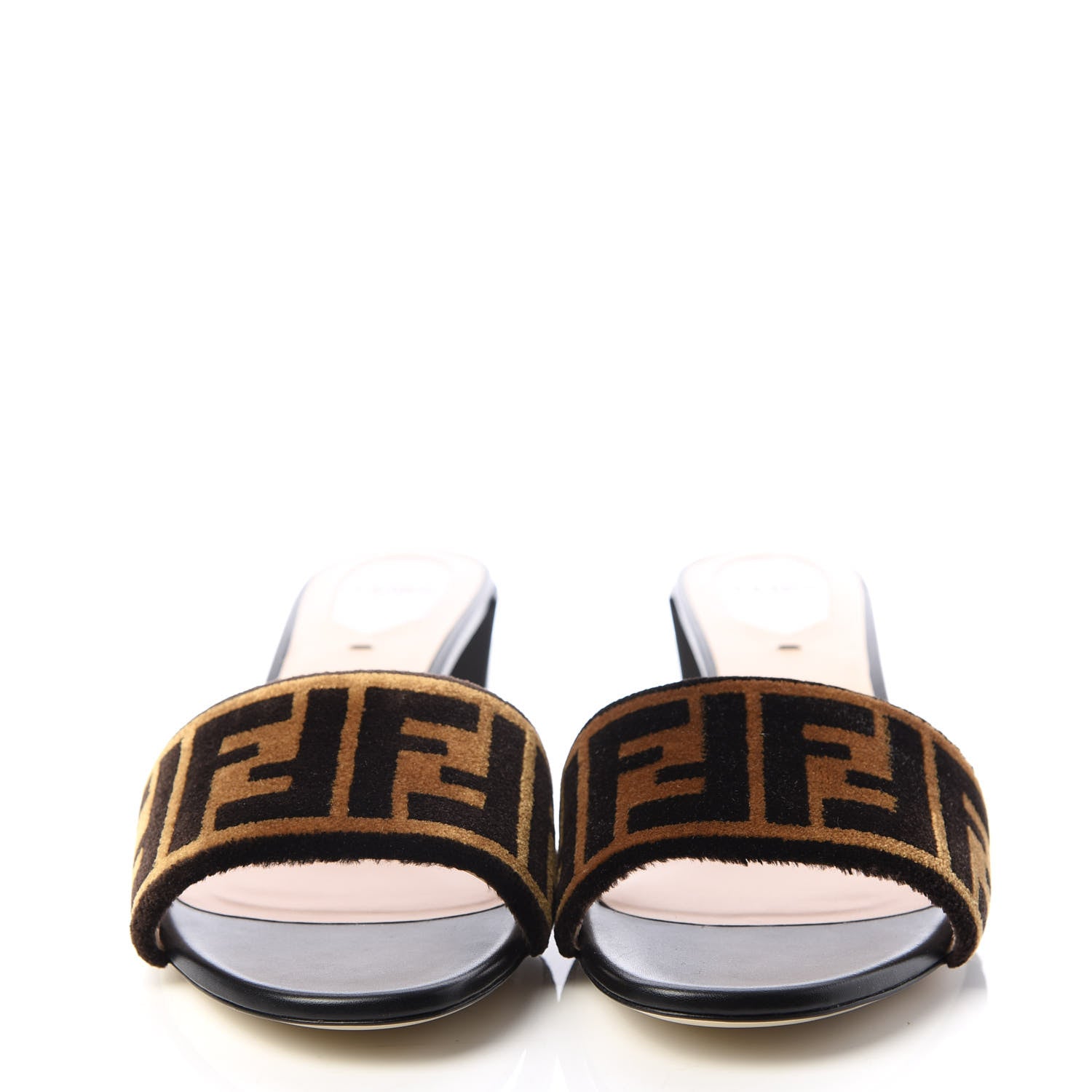 Fendi Velvet FF Slide Sandals 38.5 Tobacco 2 of 10