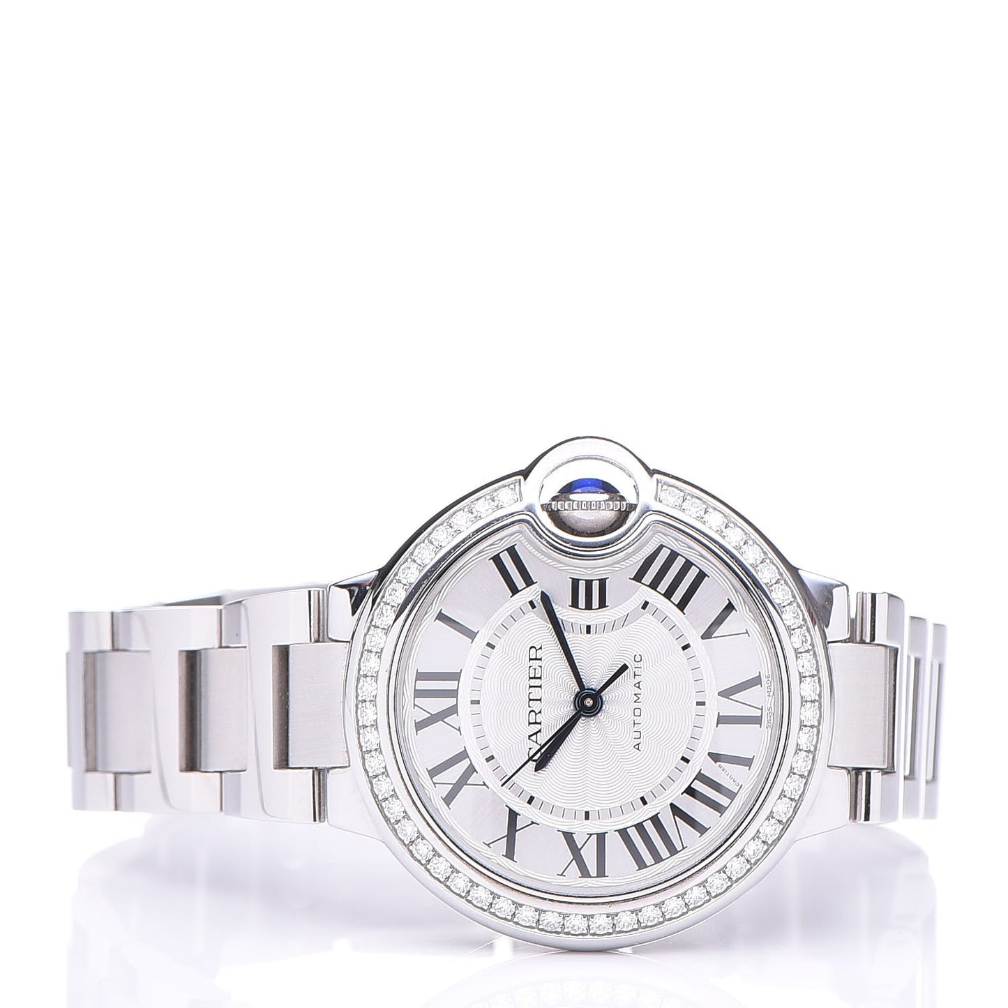 Stainless Steel Diamond Bezel 33mm Ballon Bleu De Cartier Automatic Watch