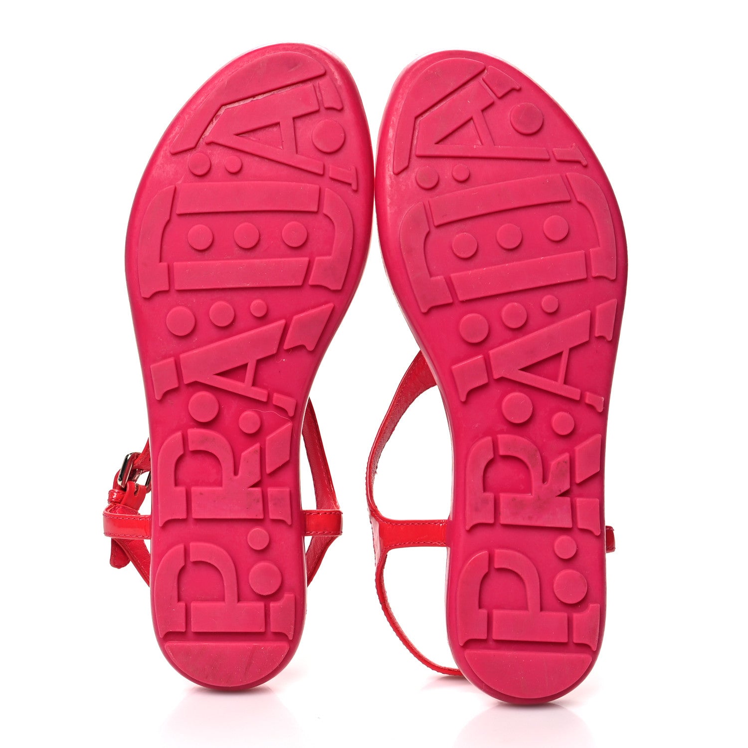 Prada Vernice Metal Triangle Logo Flat Thong Sandals 37.5 Petalo 5 of 8