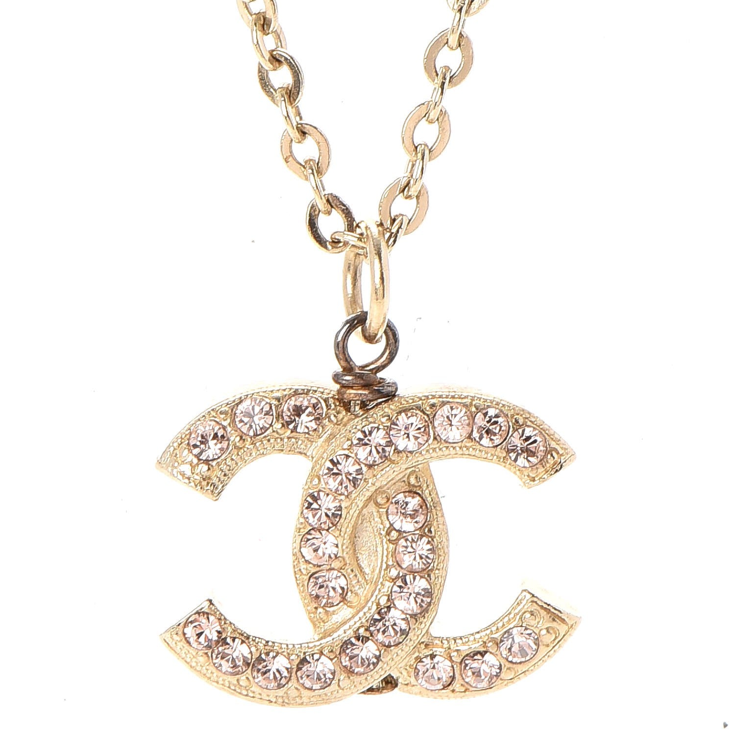 Chanel Crystal CC Necklace Light Gold 4 of 6