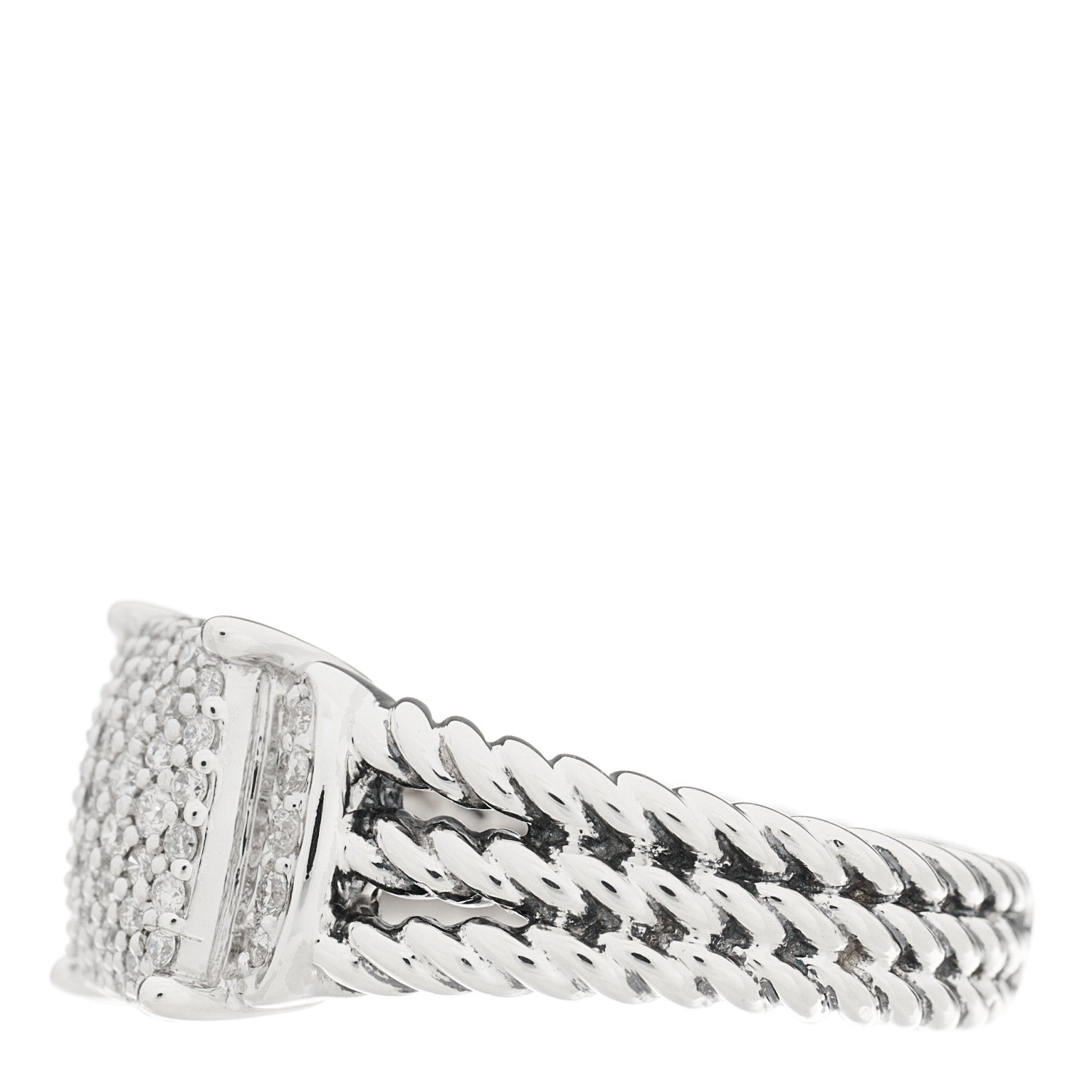 David Yurman Sterling Silver Diamond 10mm Petite Wheaton Ring 54 7 3 of 5