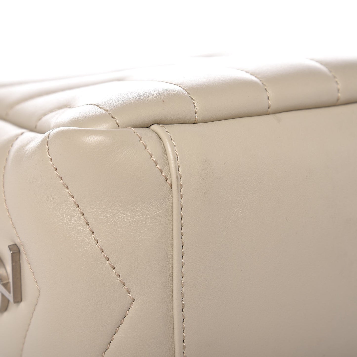 Calfskin Y Quilted Monogram Small Loulou Bowling Bag Ivory