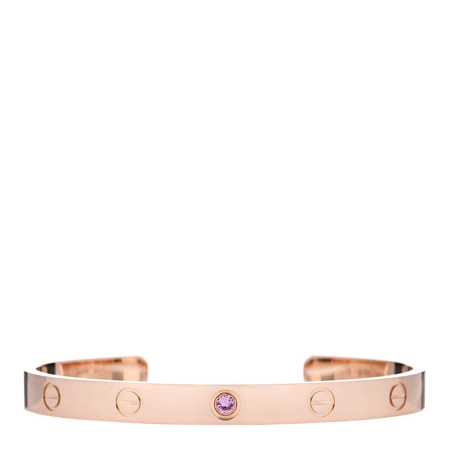 18K Pink Gold Pink Sapphire LOVE Cuff Bracelet 18