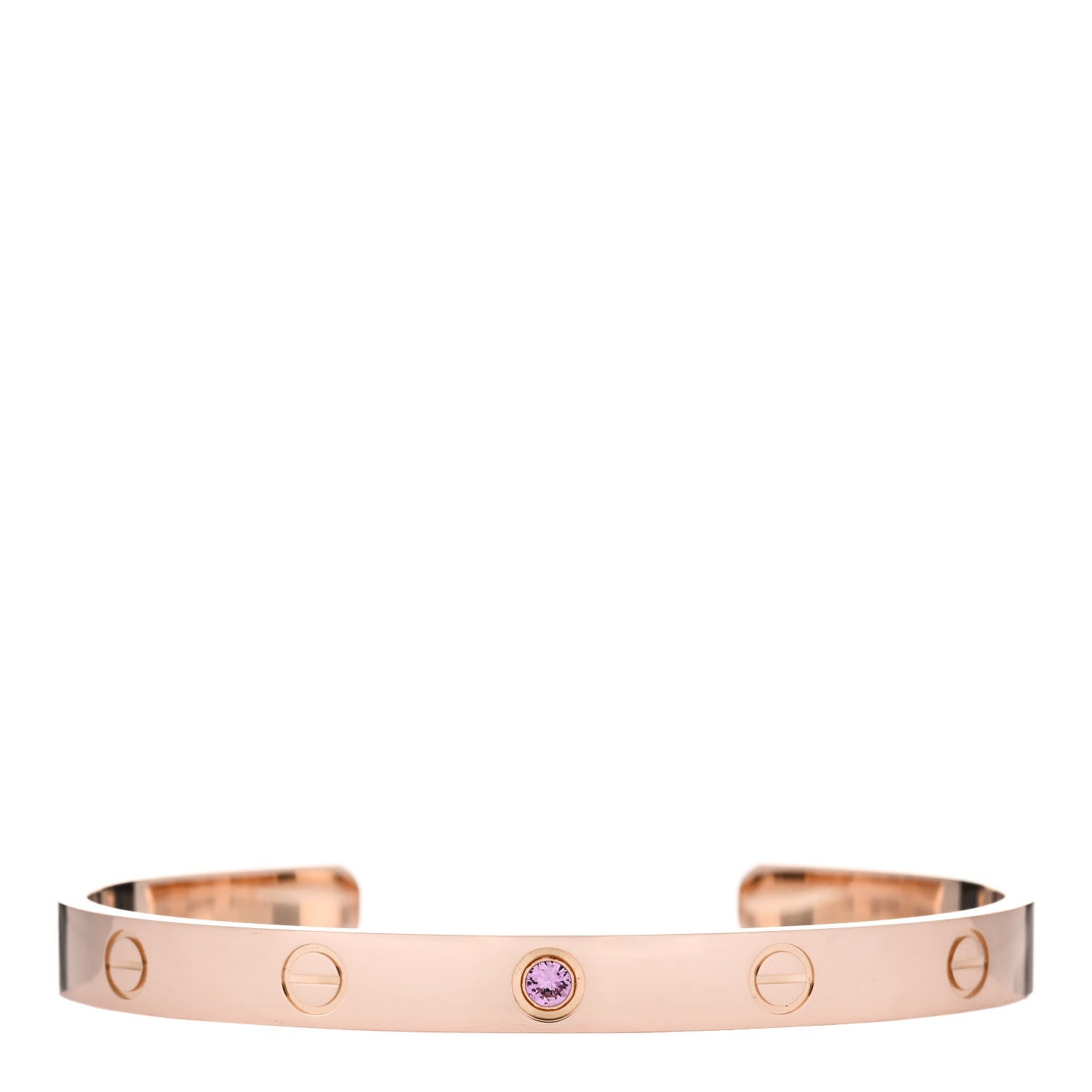 Cartier 18K Pink Gold Pink Sapphire LOVE Cuff Bracelet 18 1 of 3