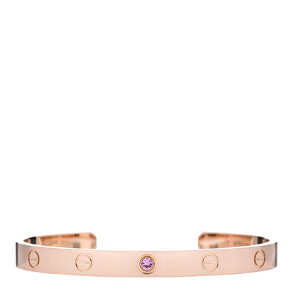 Cartier 18K Pink Gold Pink Sapphire LOVE Cuff Bracelet 18 1 of 3