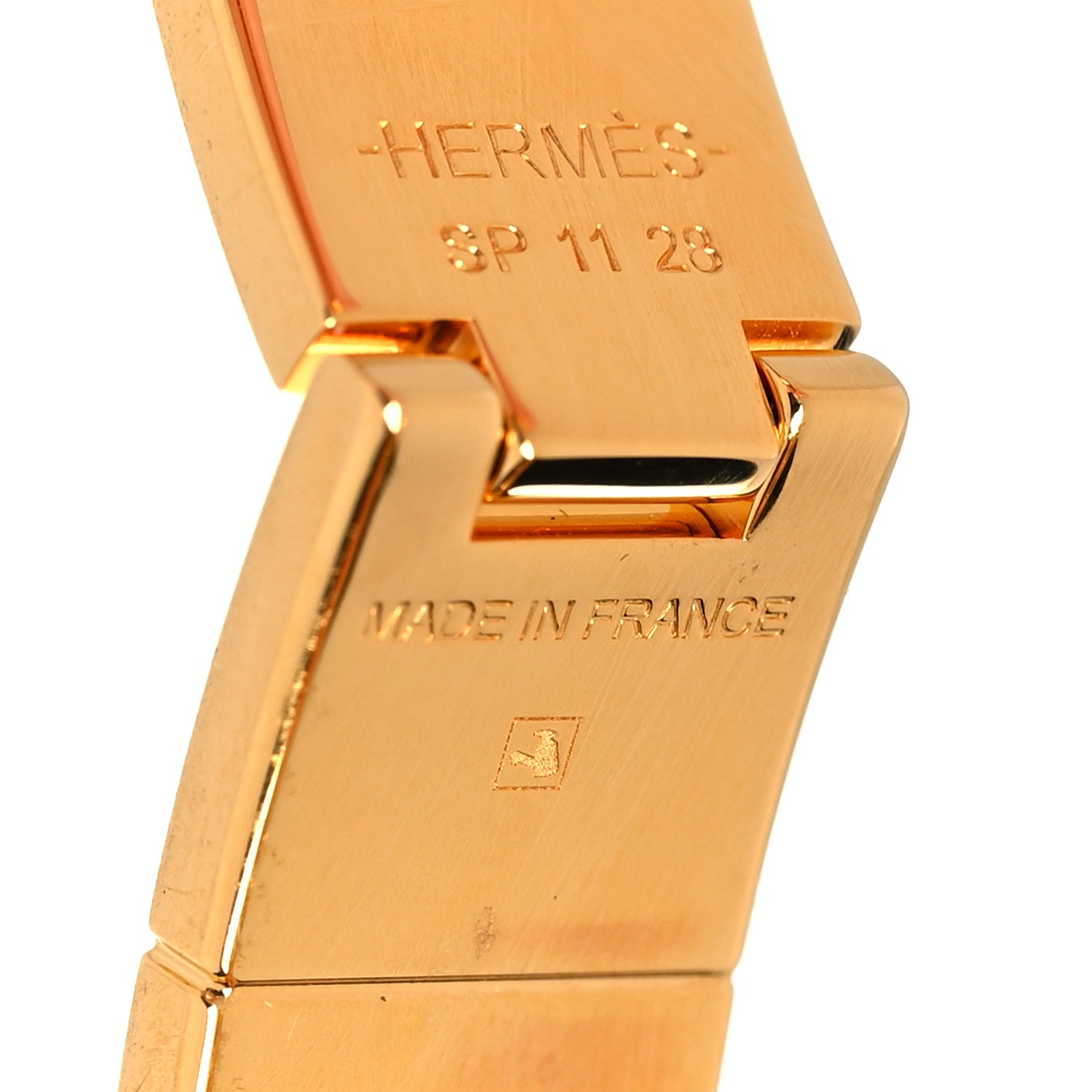 Hermes Enamel Printed Narrow Bolduc Au Carre Hinged Bracelet S Bleu Fumoir 6 of 6