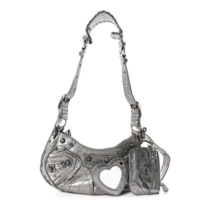 Balenciaga Metallic Agneau Arena Le Cagole Shoulder Bag XS Silver 2 of 10