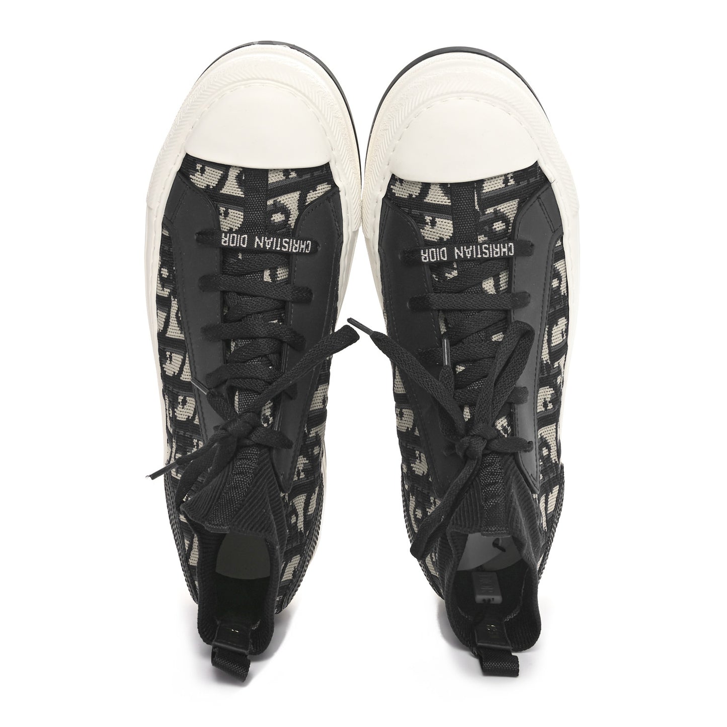 Technical Knit Calfskin Oblique Womens Walk'n Dior Mid Top Sneakers 38 Deep Blue