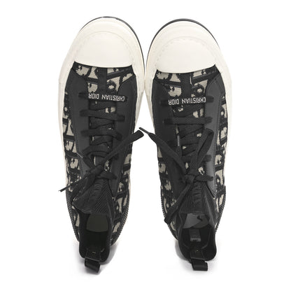 Christian Dior Technical Knit Calfskin Oblique Womens Walk'n Dior Mid Top Sneakers 38 Deep Blue 2 of 9