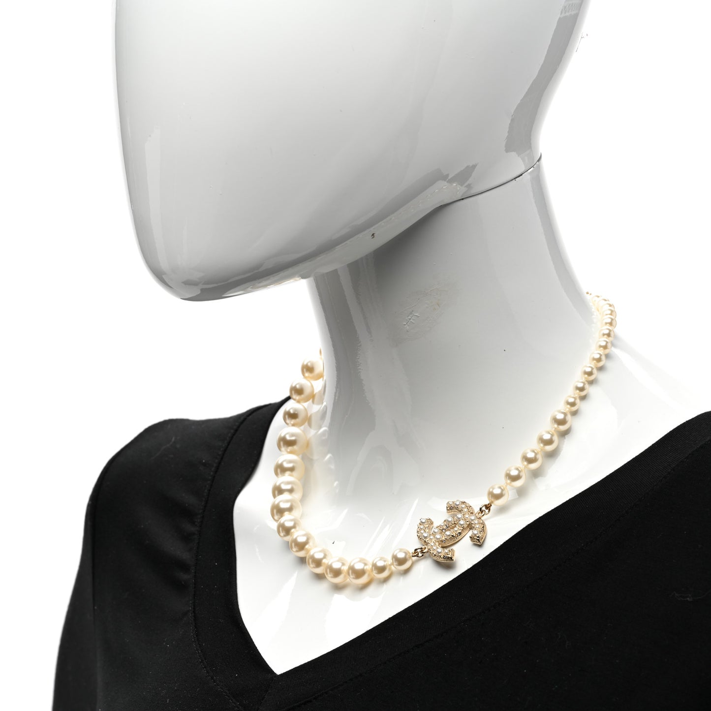 Pearl CC 100th Anniversary Necklace Light Gold
