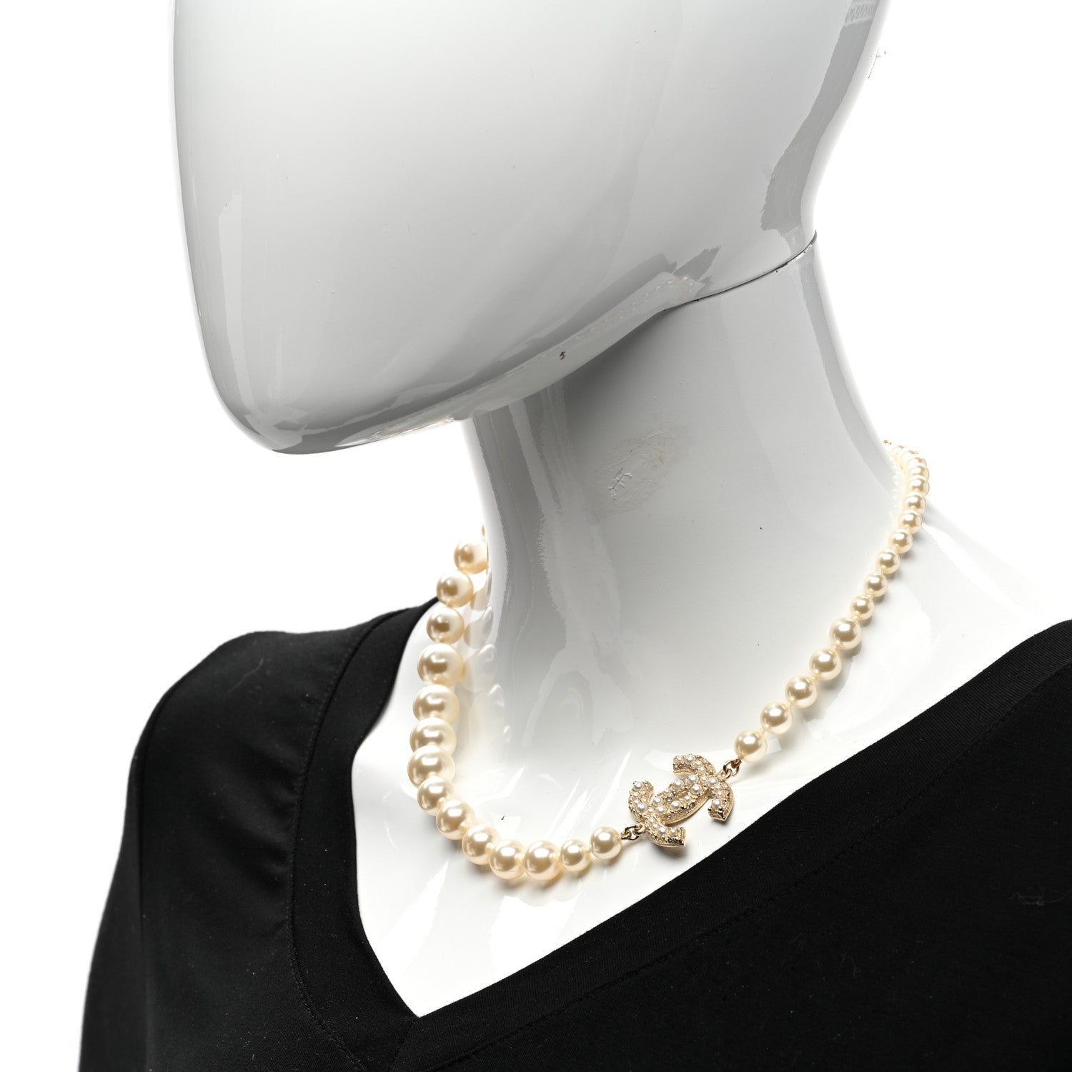 Chanel Pearl CC 100th Anniversary Necklace Light Gold 2 of 8