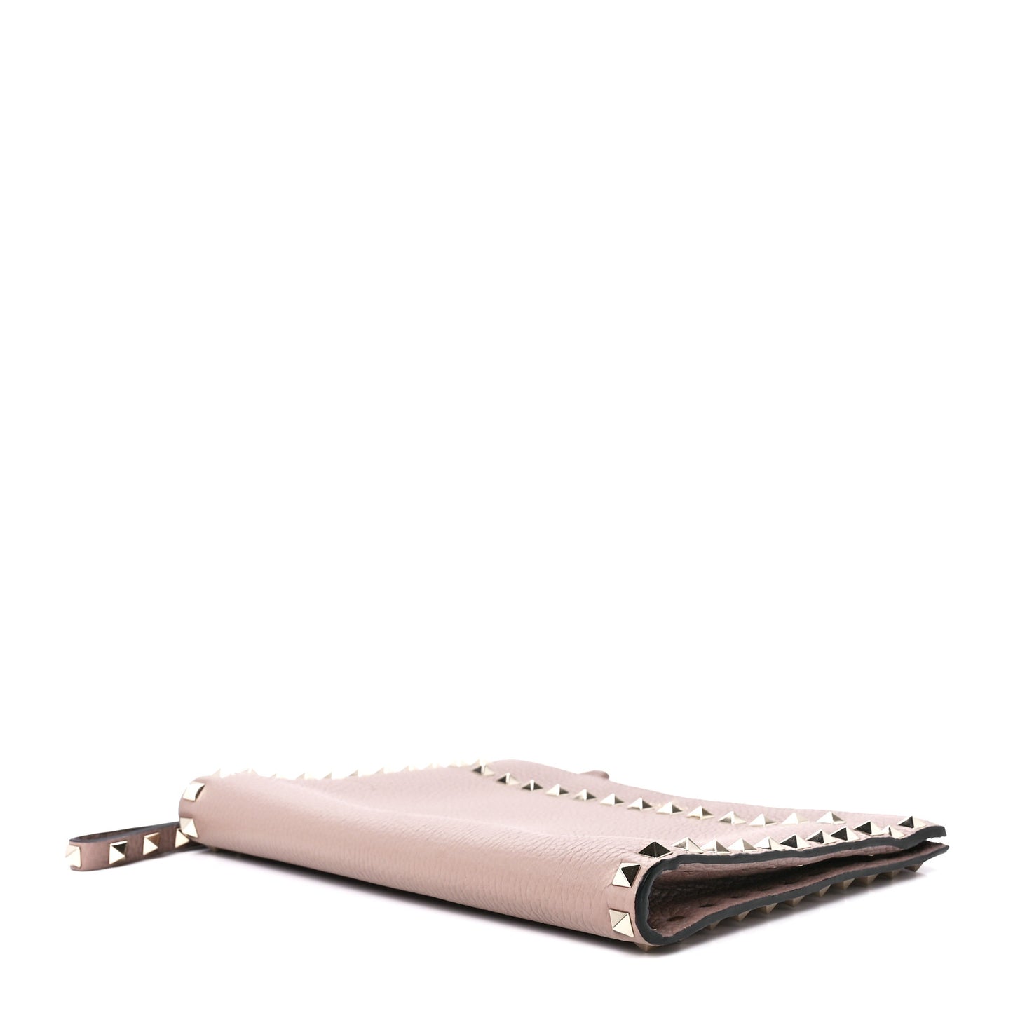 Pebbled Calfskin Medium Rockstud Flat Pouch Poudre
