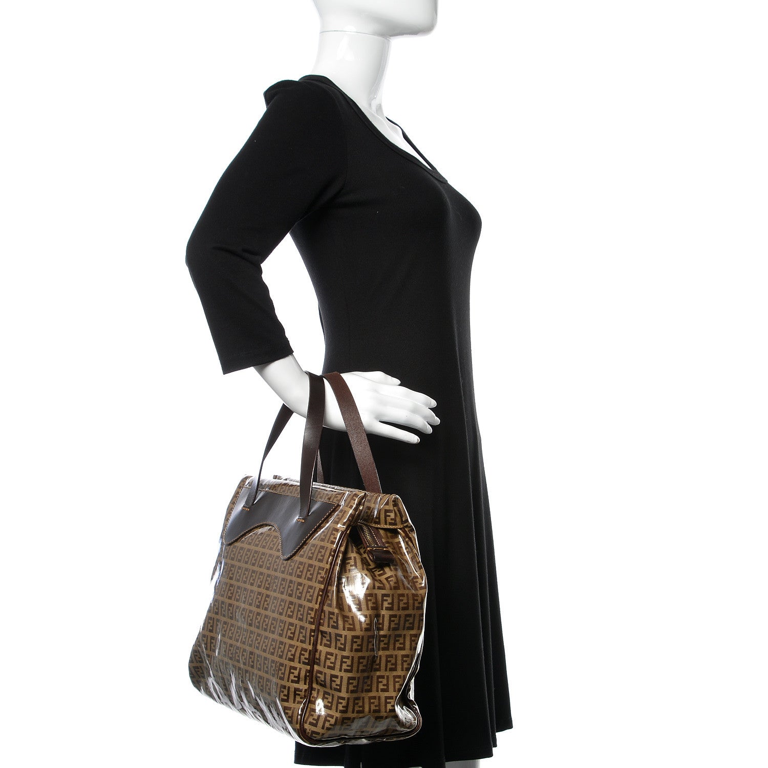 Fendi Vinyl Zucchino Tote Tobacco 2 of 13