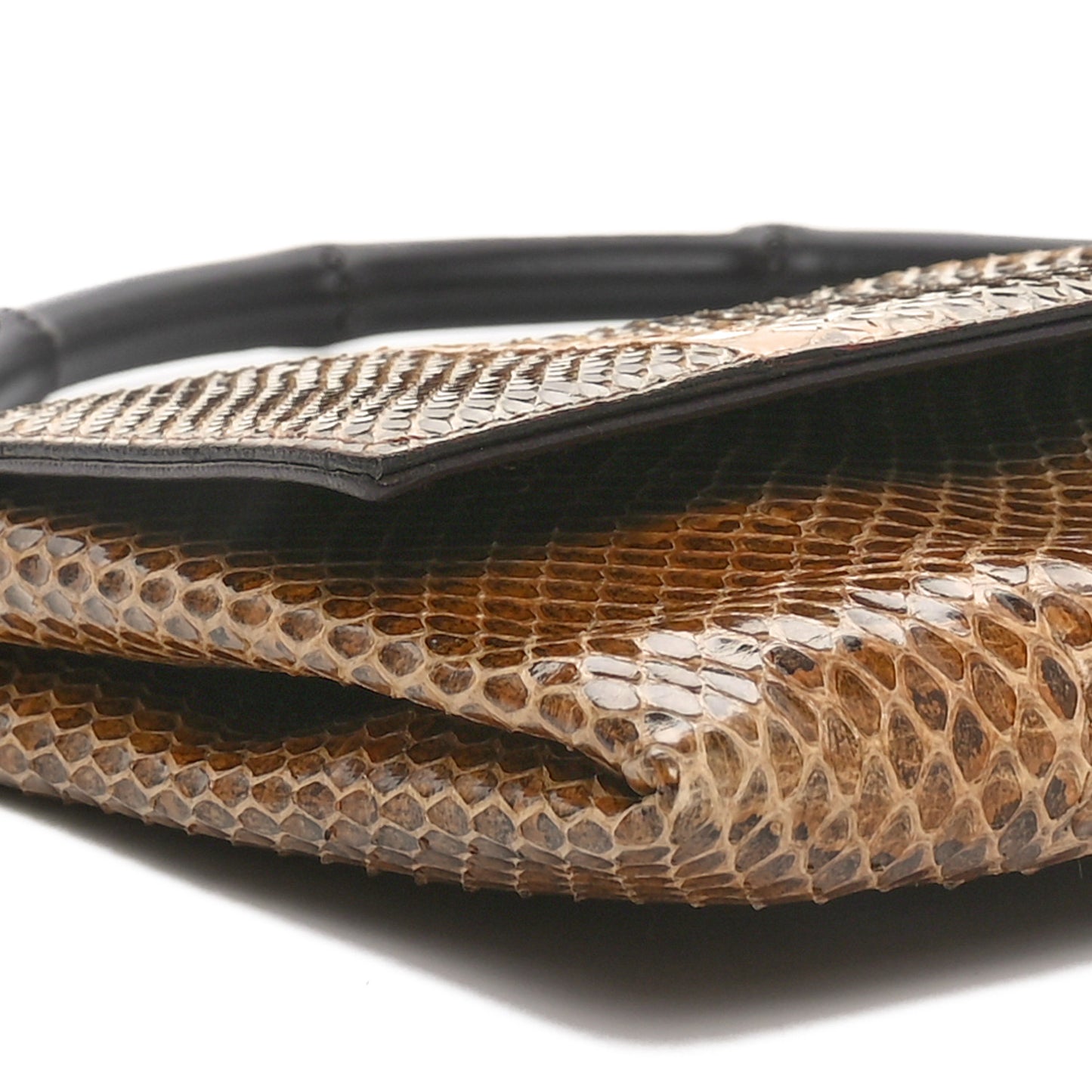 Snakeskin Bamboo Top Handle Bag Natural