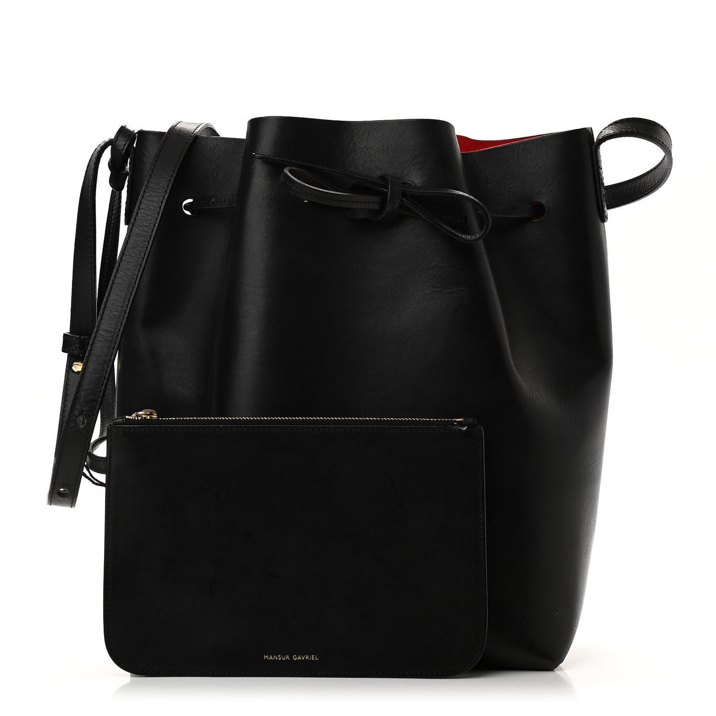 Vegetable Tanned Calfskin Bucket Bag Black Flamma