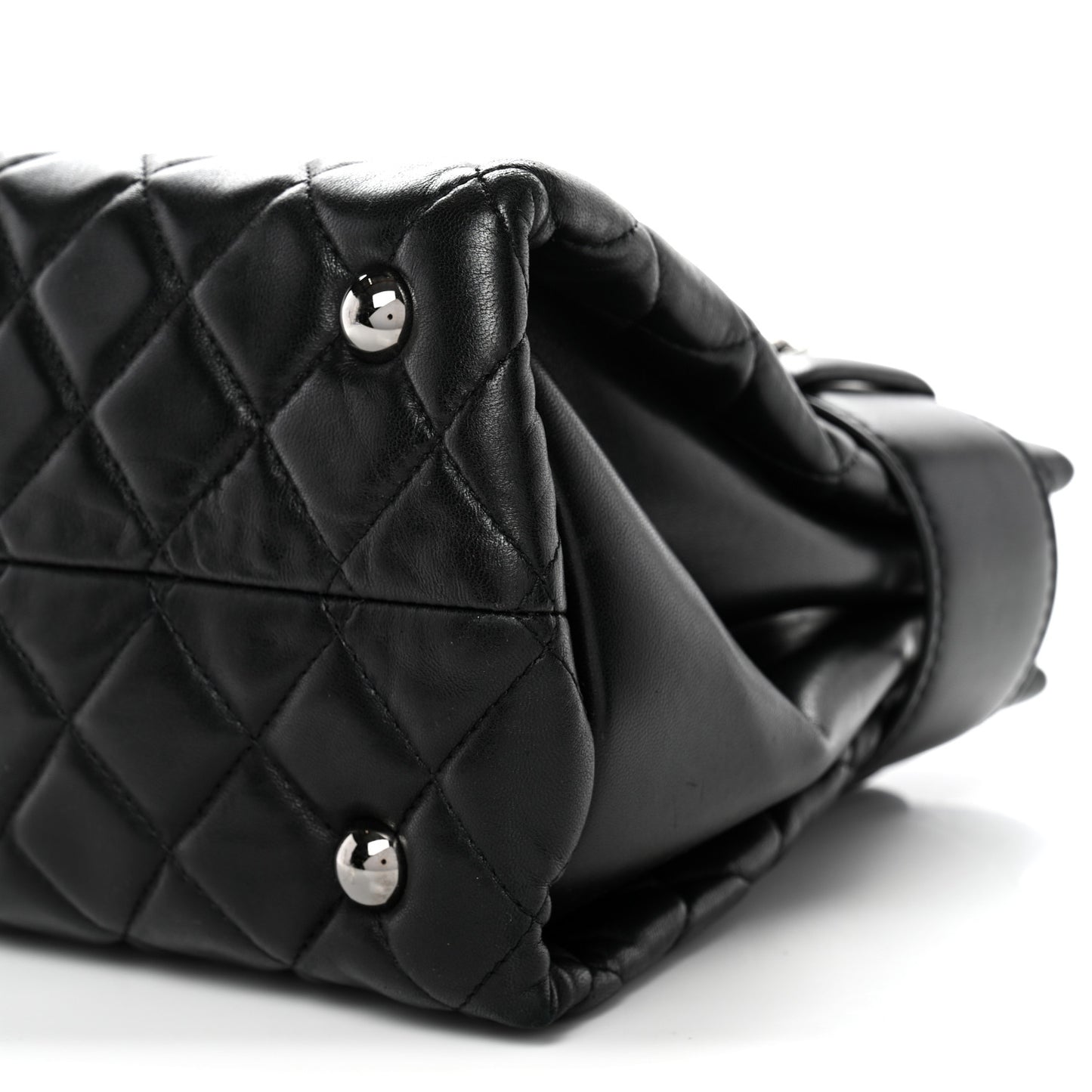 Lambskin Quilted Small Coco Loop Tote Black