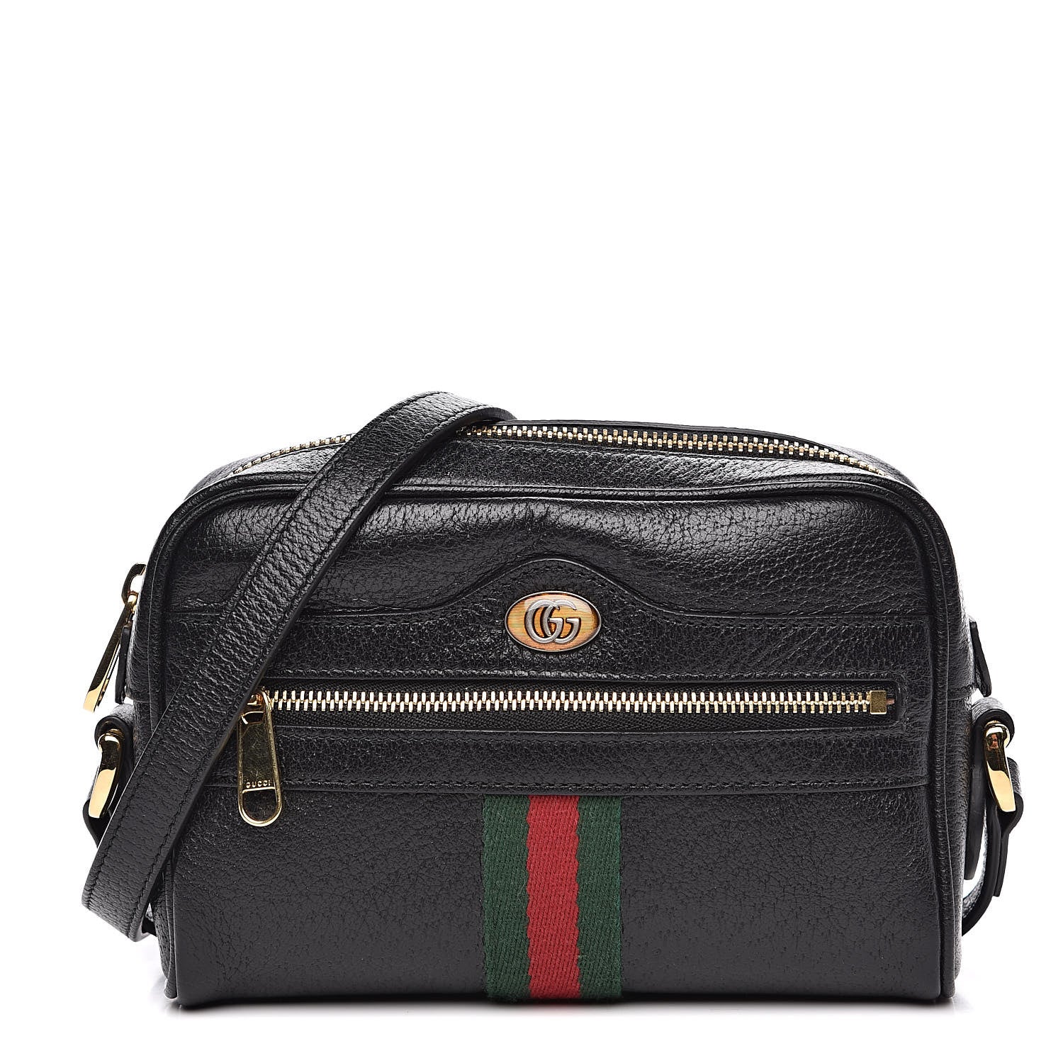 Gucci Calfskin Web Mini Ophidia Shoulder Bag Black 1 of 10