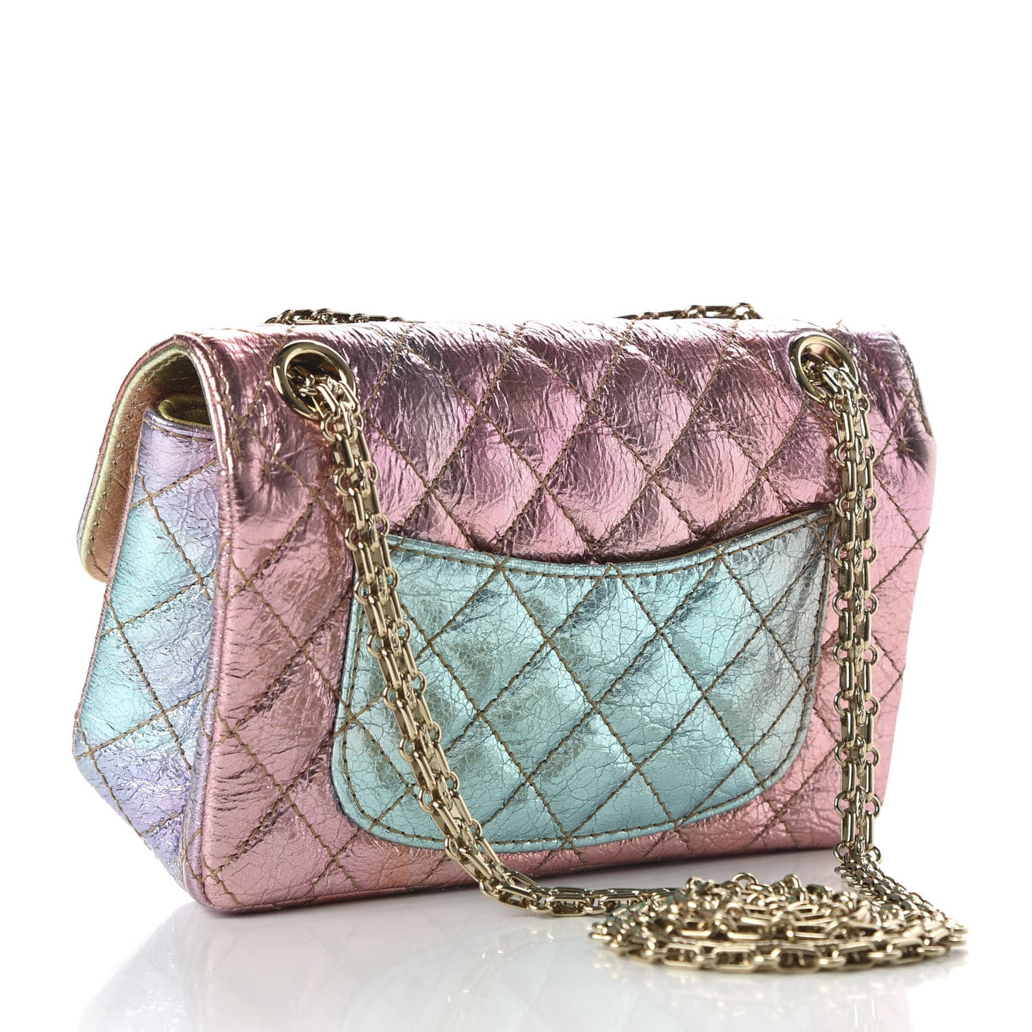 Metallic Goatskin Quilted Mini 2.55 Reissue Flap Multicolor