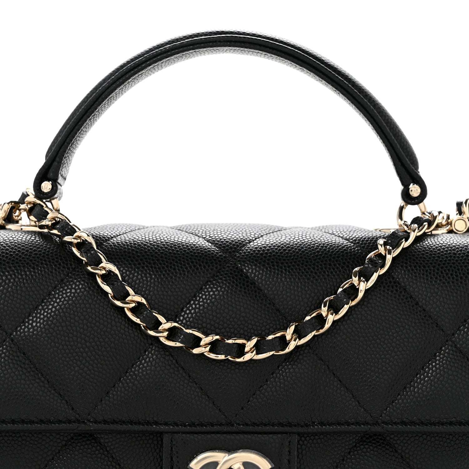 Chanel Caviar Quilted Retro Mini Twist Top Handle Clutch Flap Black 9 of 12