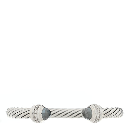 David Yurman Sterling Silver Diamond Hematite 7mm Cable Classics Bracelet 1 of 3