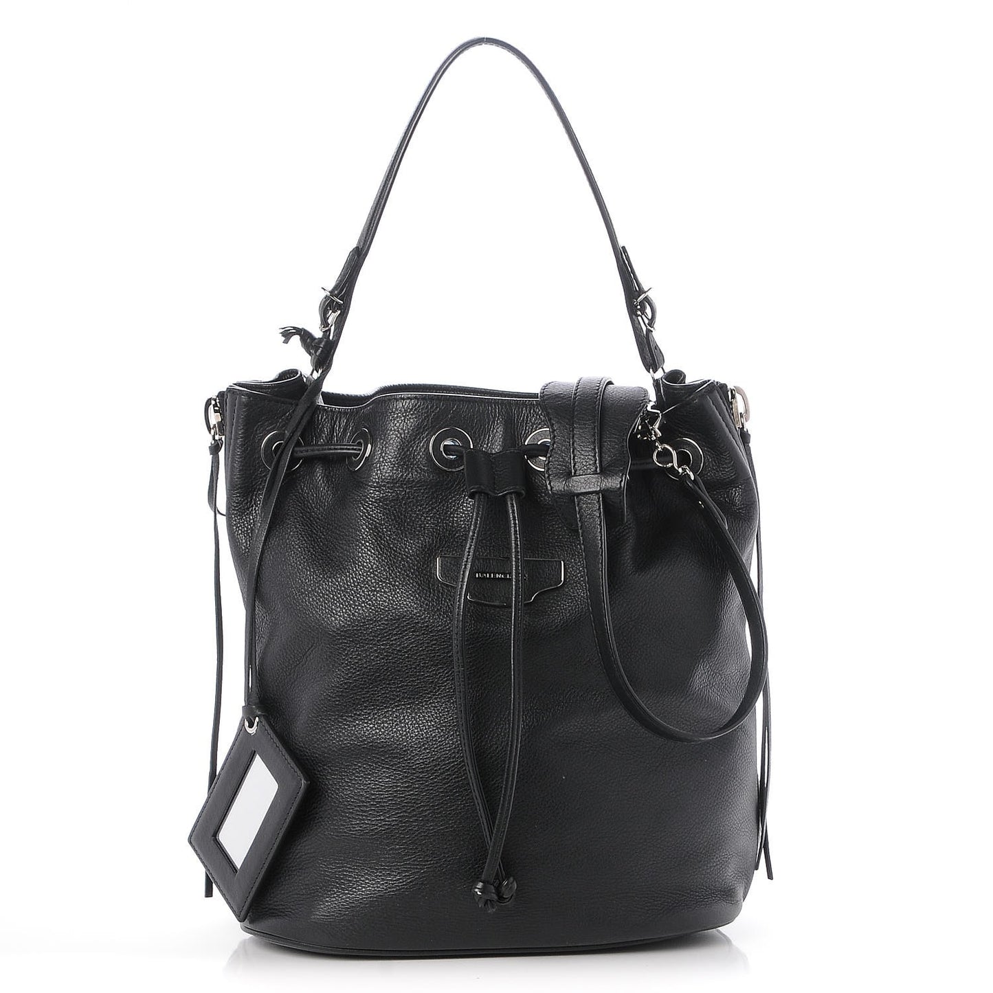 Veau Papier Plate Small Bucket Bag Black