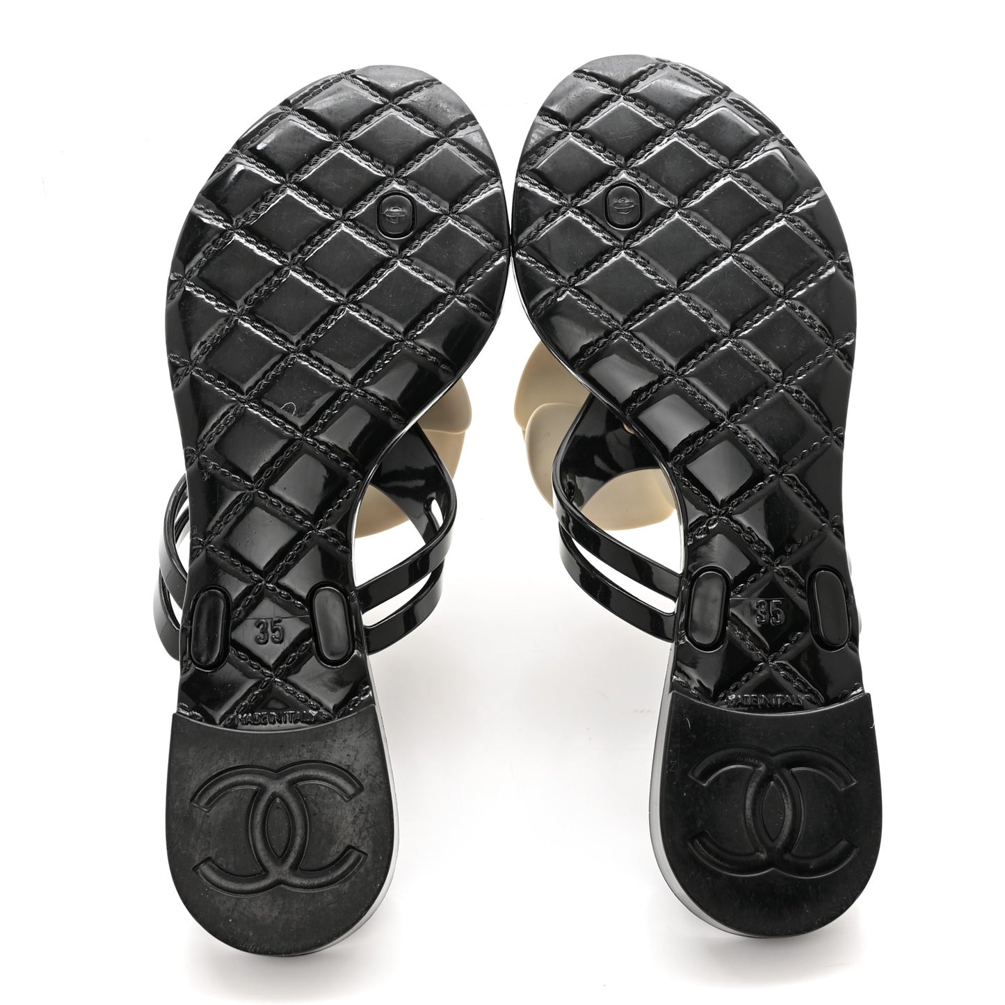 Jelly Camellia Thong Sandals 35 Black Ivory