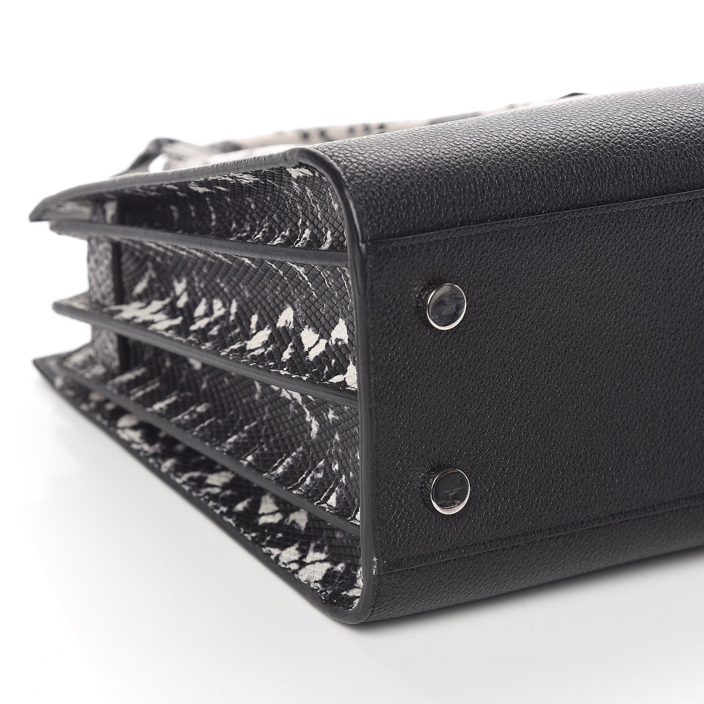 Grained Calfskin Embossed Python Baby Sac De Jour Black