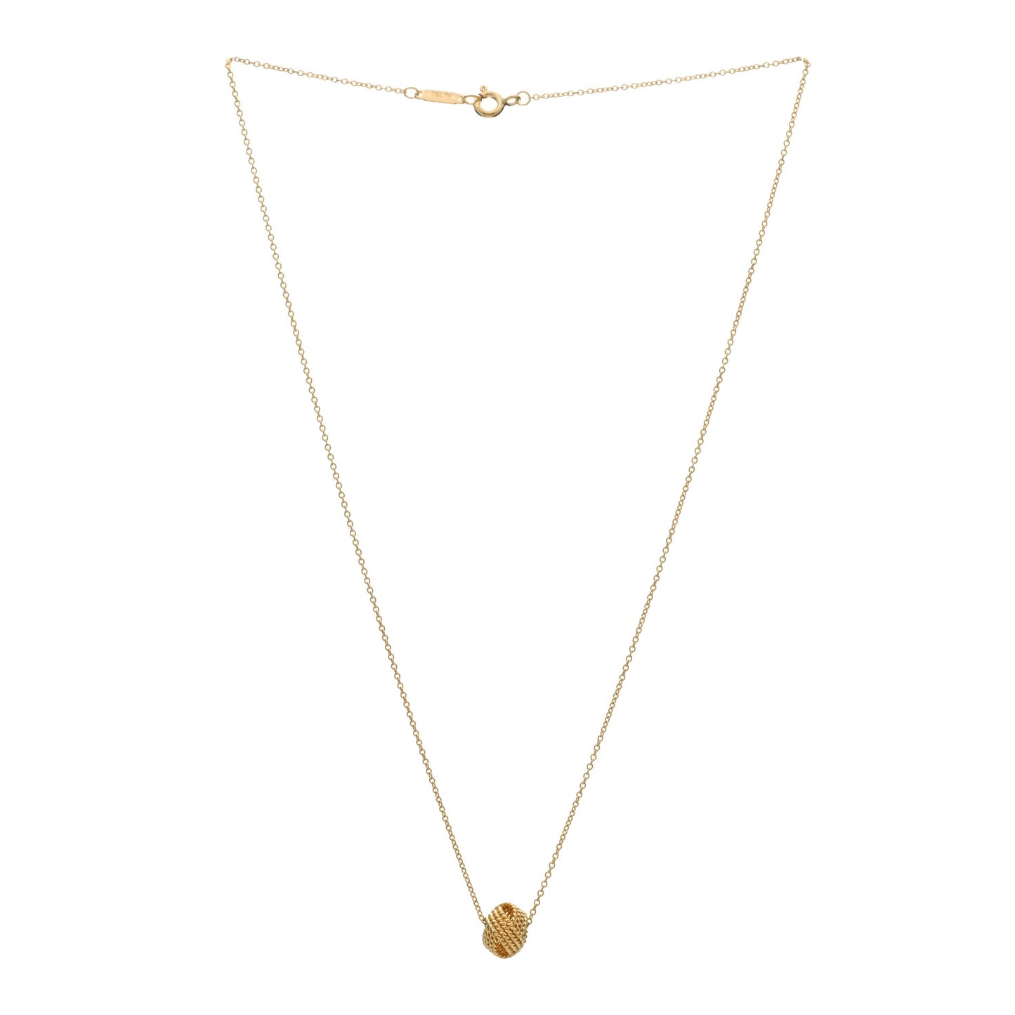 18K Yellow Gold Twist Knot Pendant Necklace