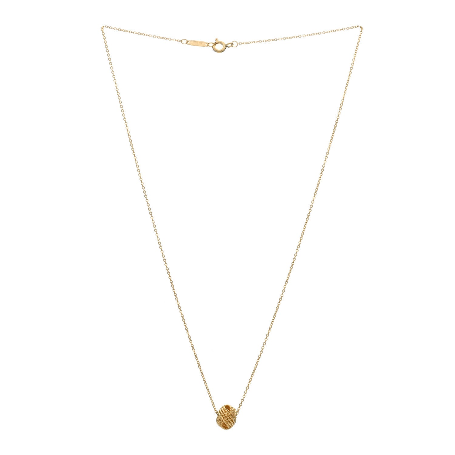 Tiffany 18K Yellow Gold Twist Knot Pendant Necklace 2 of 3