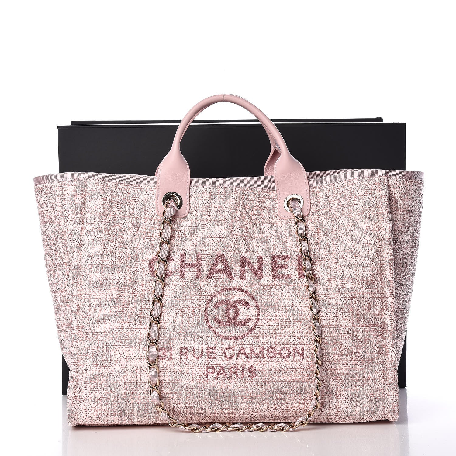 Chanel Straw Lurex Large Deauville Tote Pink 10 of 10
