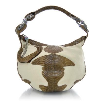 Jimmy Choo Python and Linen Hobo 1 of 8