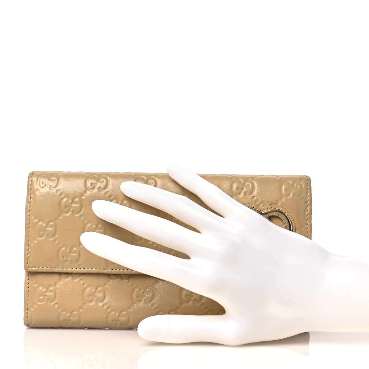 Guccissima Lovely Heart Continental Wallet Beige