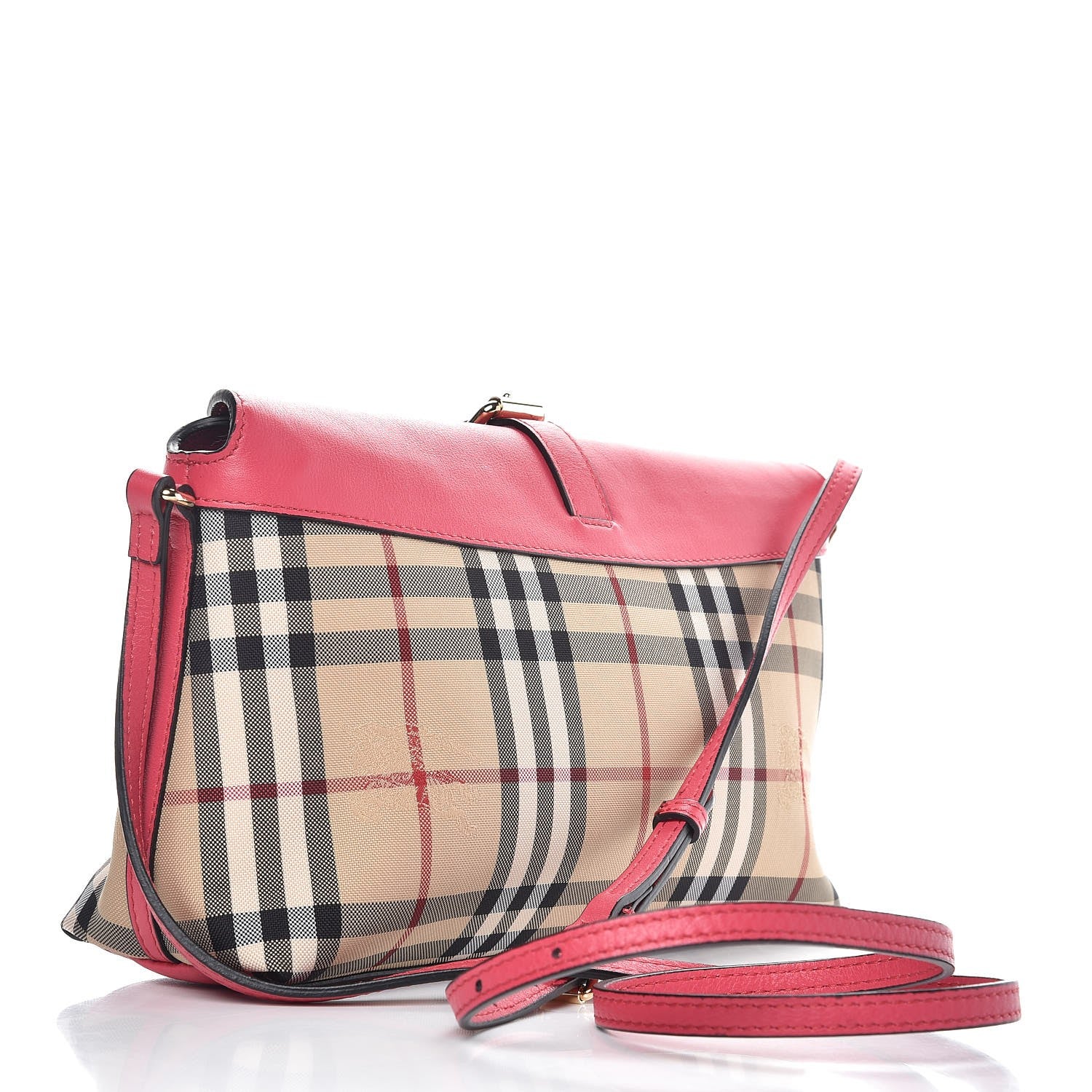 Burberry Horseferry Check Small Leah Crossbody Clutch Crimson Pink 3 of 7