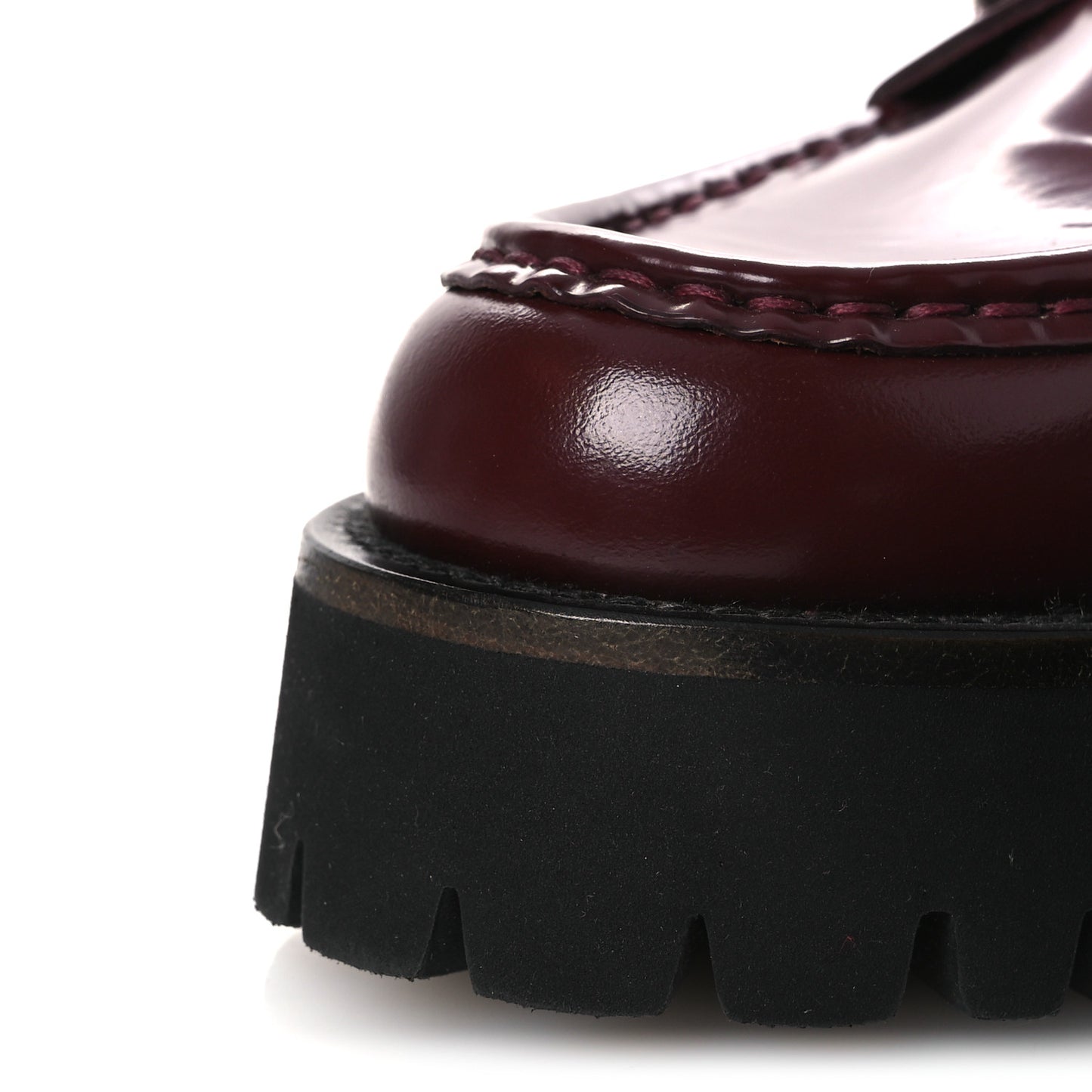 Cordovan Lux Womens Horsebit 45mm Platform Loafers 36.5 Vintage Bordeaux